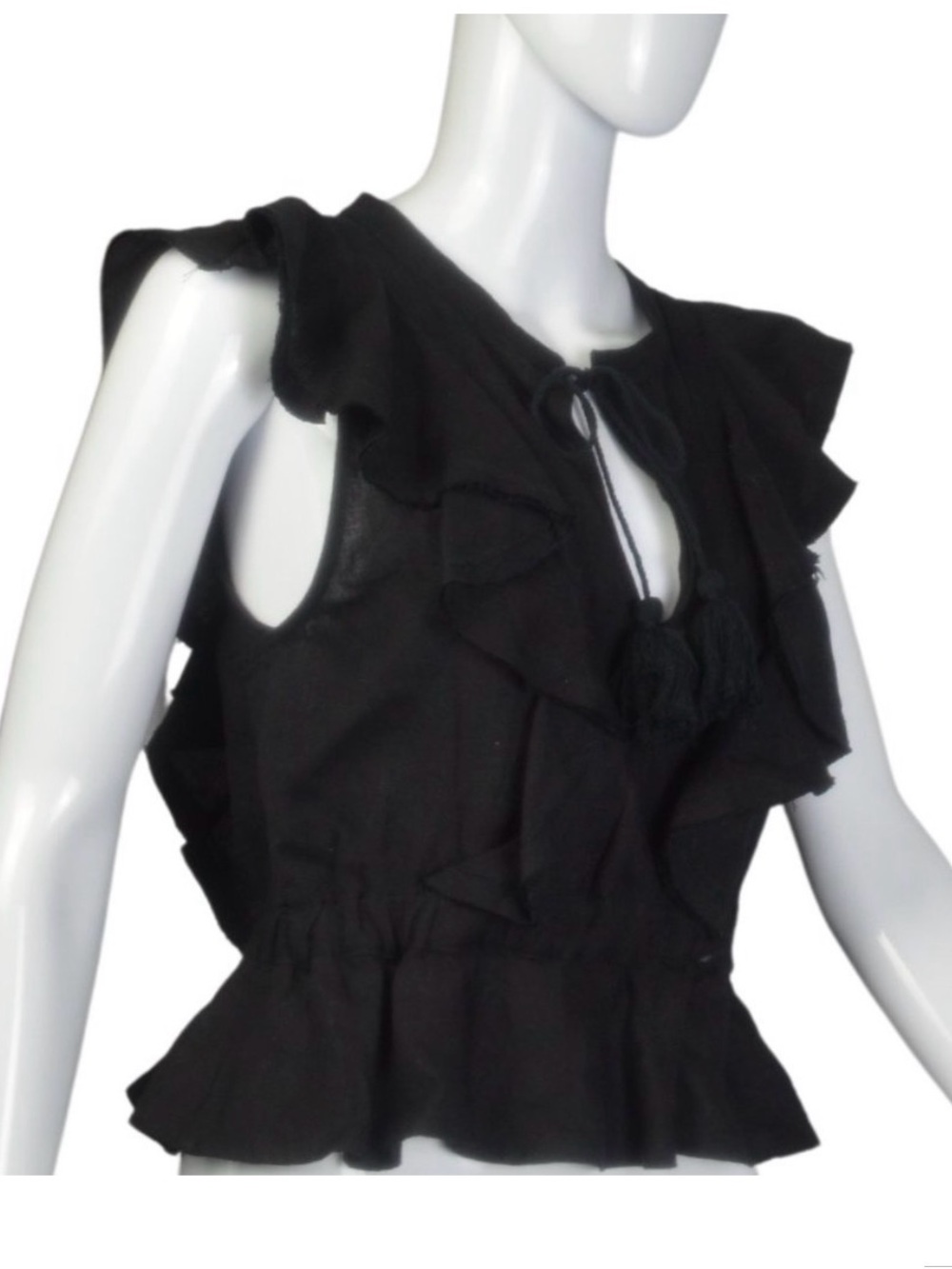 McGuire Black Ruffle Tie-Front Sleeveless Top NWT
